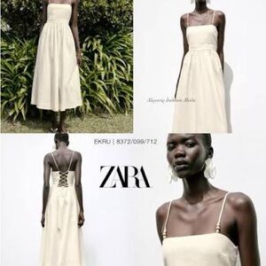 Zara linen beaded strap mini dress